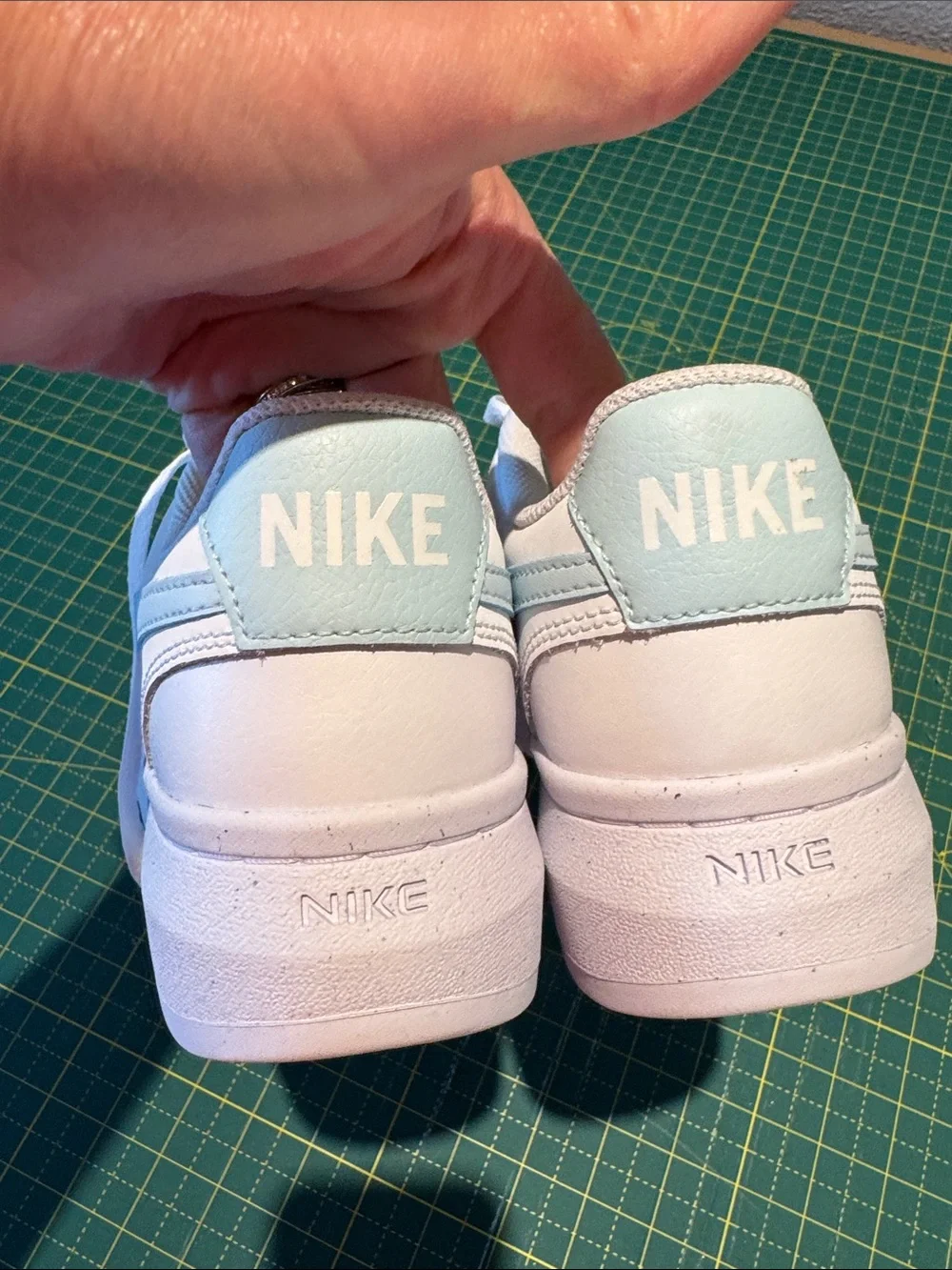 Nike White Low-Top Sneakers with Light Blue Swoosh. NEW - Picture 6 of 6